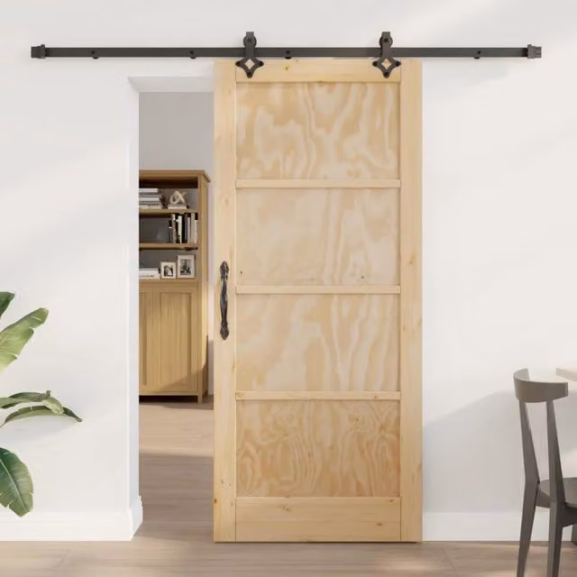 Porta scorrevole moderna vidaXL in legno di pino color marrone e beige L: 86 cm, H: 198,5 cm