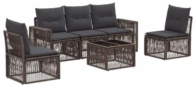 Set Divano da Giardino 6 pcs Grigio e Grigio Scuro polyrattan