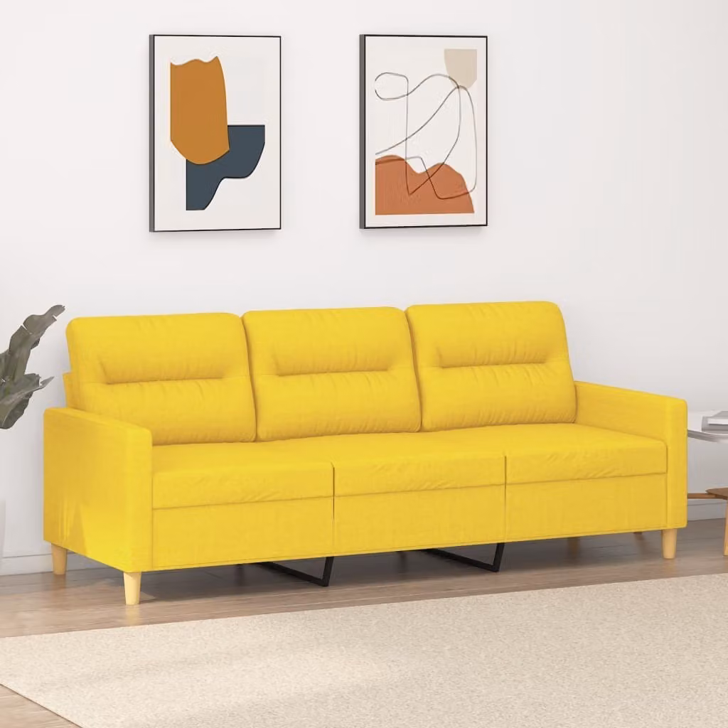 Maison Exclusive - Divano a tre posti giallo chiaro 180 cm in tessuto