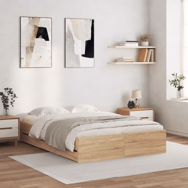 Giroletto con cassetti vidaXL in legno Rovere Sonoma, L/P/H: 200 x 120 x 33 cm