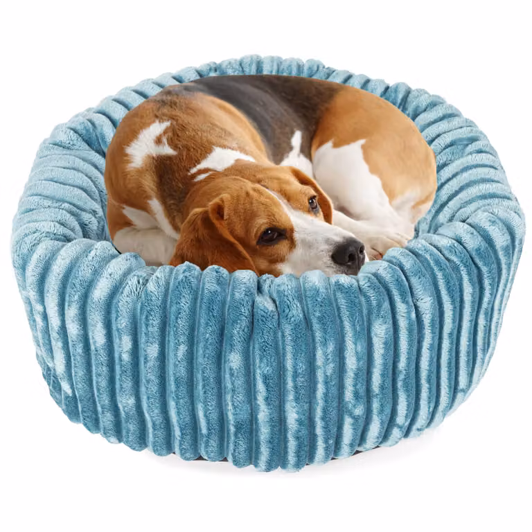 BOUTIQUE ZOO Ciambella per cani M 54 cm verde mare | Divano rotondo per cani con cuscino | Ecopelle scamosciata e facile da pulire