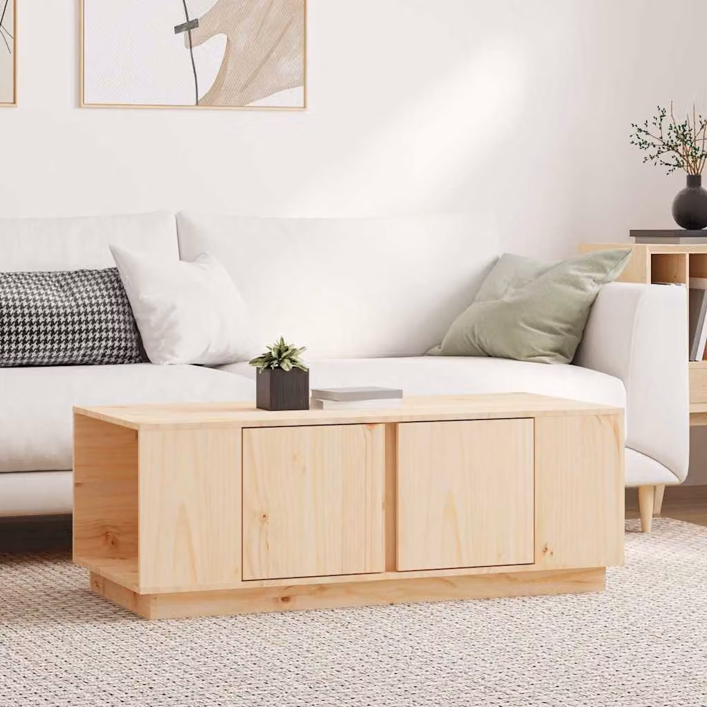 vidaXL Tavolino da Salotto in Legno di Pino Rustico Marrone L: 110 cm, P: 50 cm, H: 40 cm
