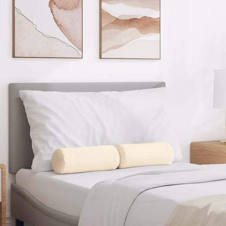 Set di 2 cuscini a rullo vidaXL in tessuto di velluto a coste beige, Ø 15 x 40 cm