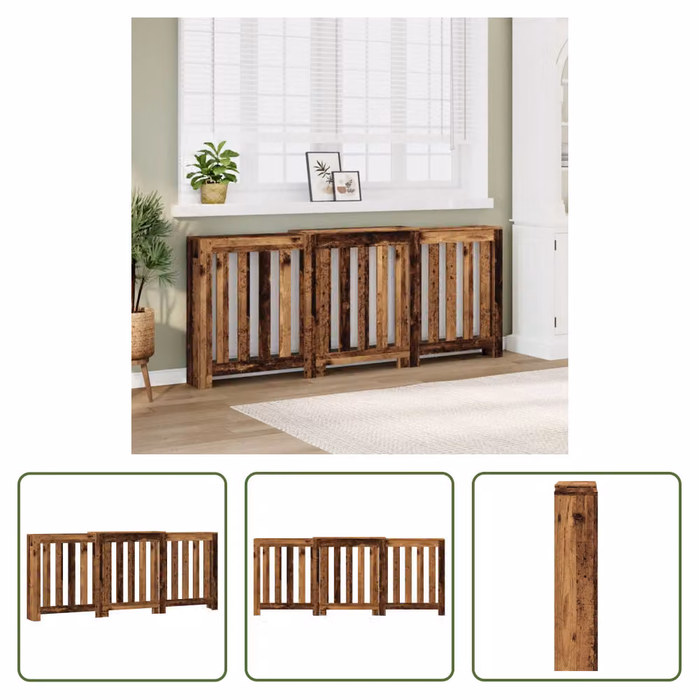 The Living Store Rivestimento per radiatori in legno vecchio 205x21,5x83,5 cm