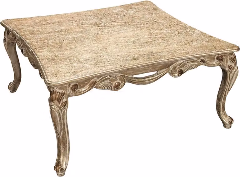 Casa Padrino tavolino barocco oro antico 100 x 100 x h. 45 cm - Tavolo quadrato da salotto in stile antico - Mobili da salotto in stile barocco