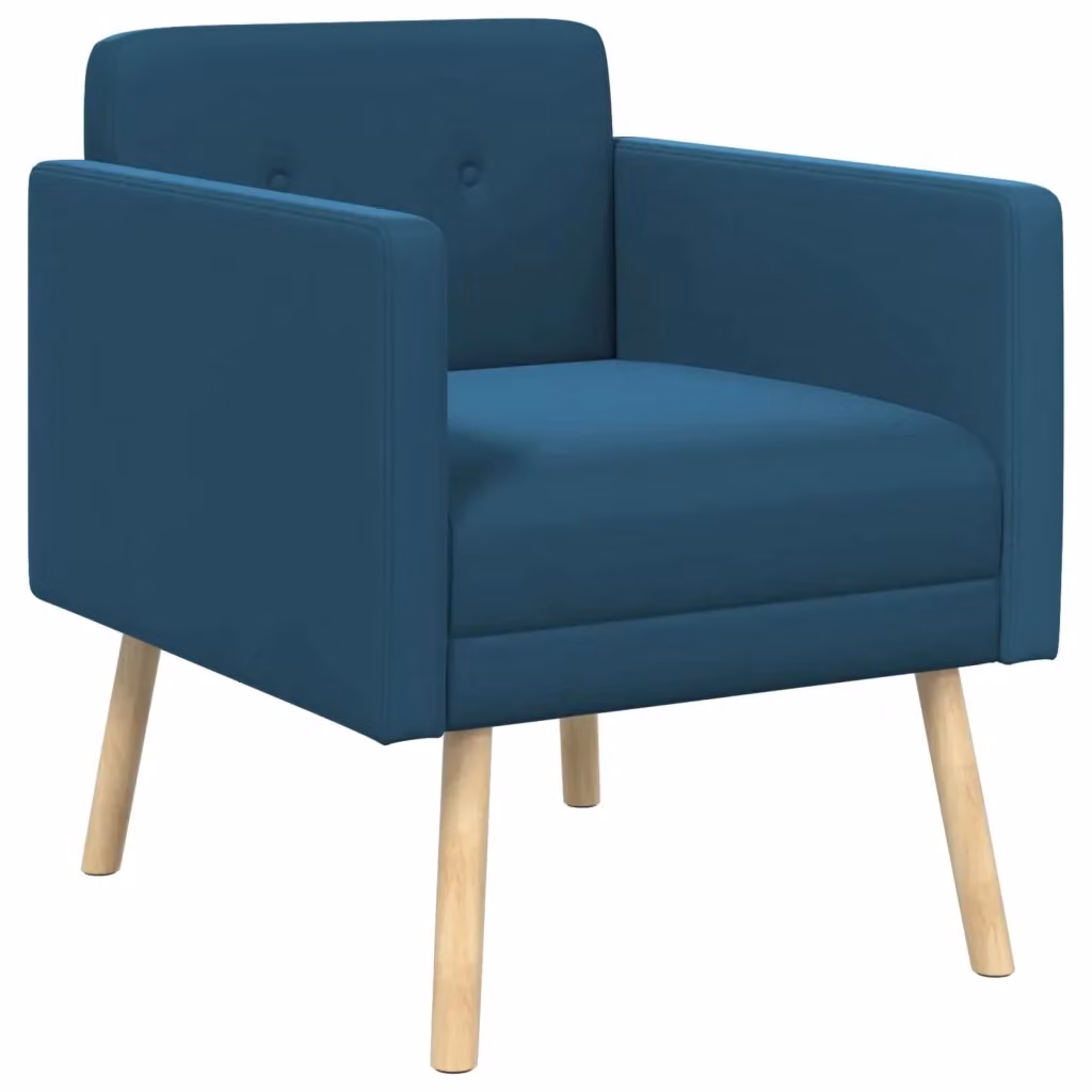 Poltrona moderna in velluto blu vidaXL con braccioli e struttura in legno – 2