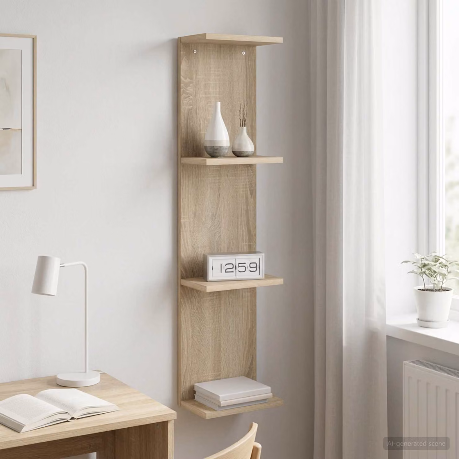 Scaffale da parete moderno vidaXL in MDF marrone, L 25 cm x P 15 cm x H 100 cm