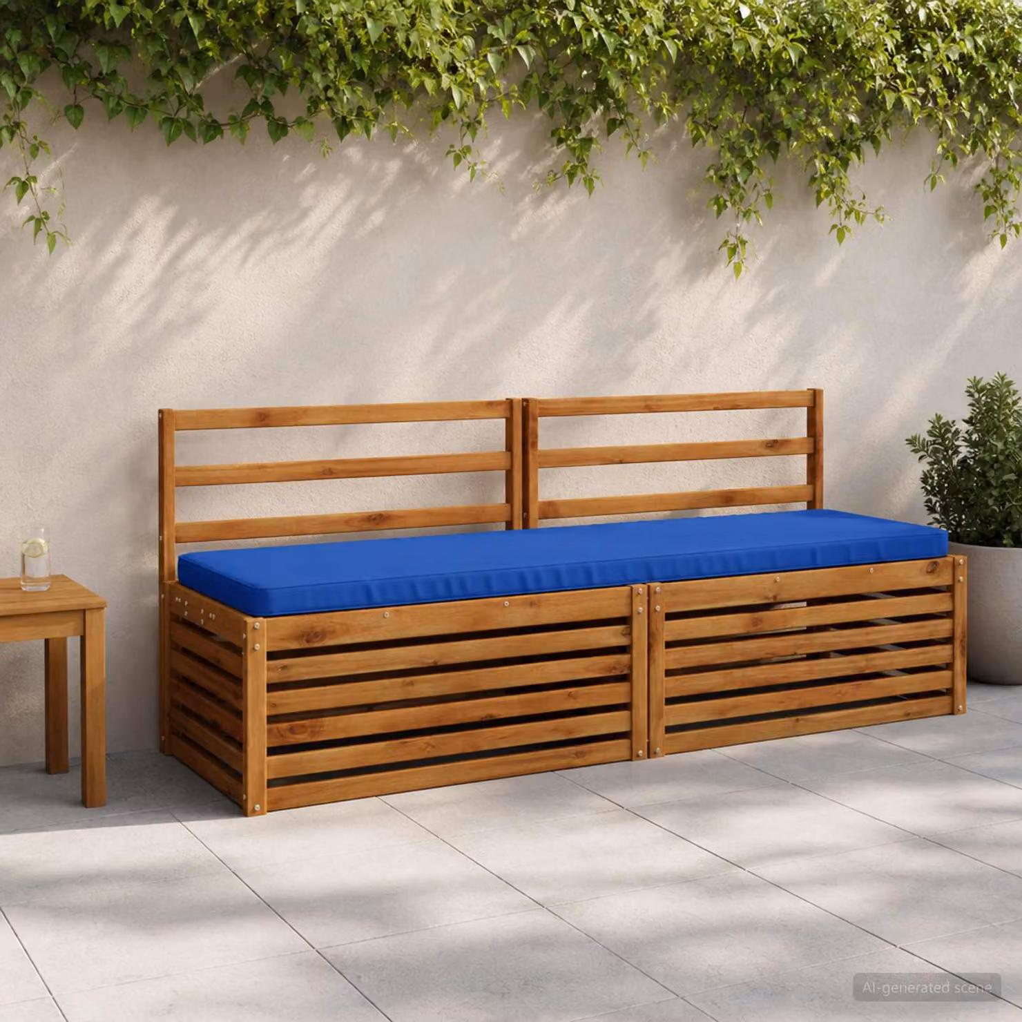 Set di 2 cuscini per panchina vidaXL VUGHT blu in poliestere con rivestimento rimovibile e resistente ai raggi UV