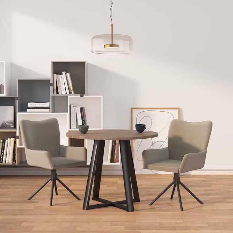 Set di 2 sedie da pranzo girevoli vidaXL in velluto grigio con braccioli e base moderna