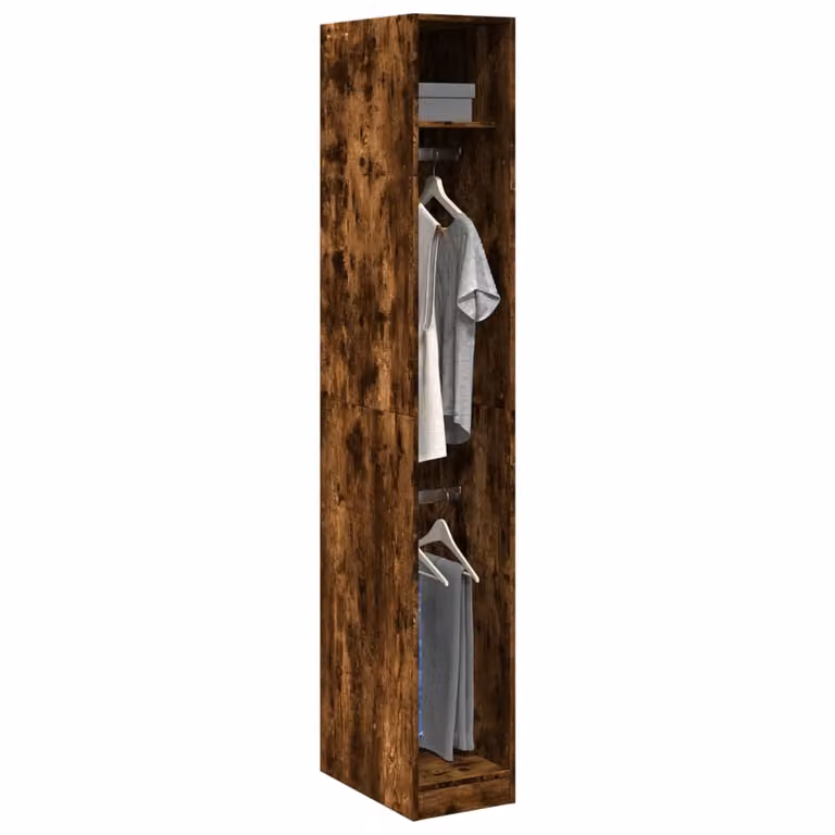 Armadio a muro vidaXL in legno Rovere Fumo con ante a battente e ripieni, L: 30 cm, P: 50 cm, H: 200 cm