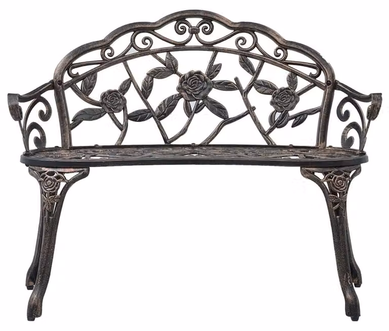 Panca da giardino in bronzo - 2 posti a sedere - Larghezza 100 cm - Realizzata in alluminio e ghisa