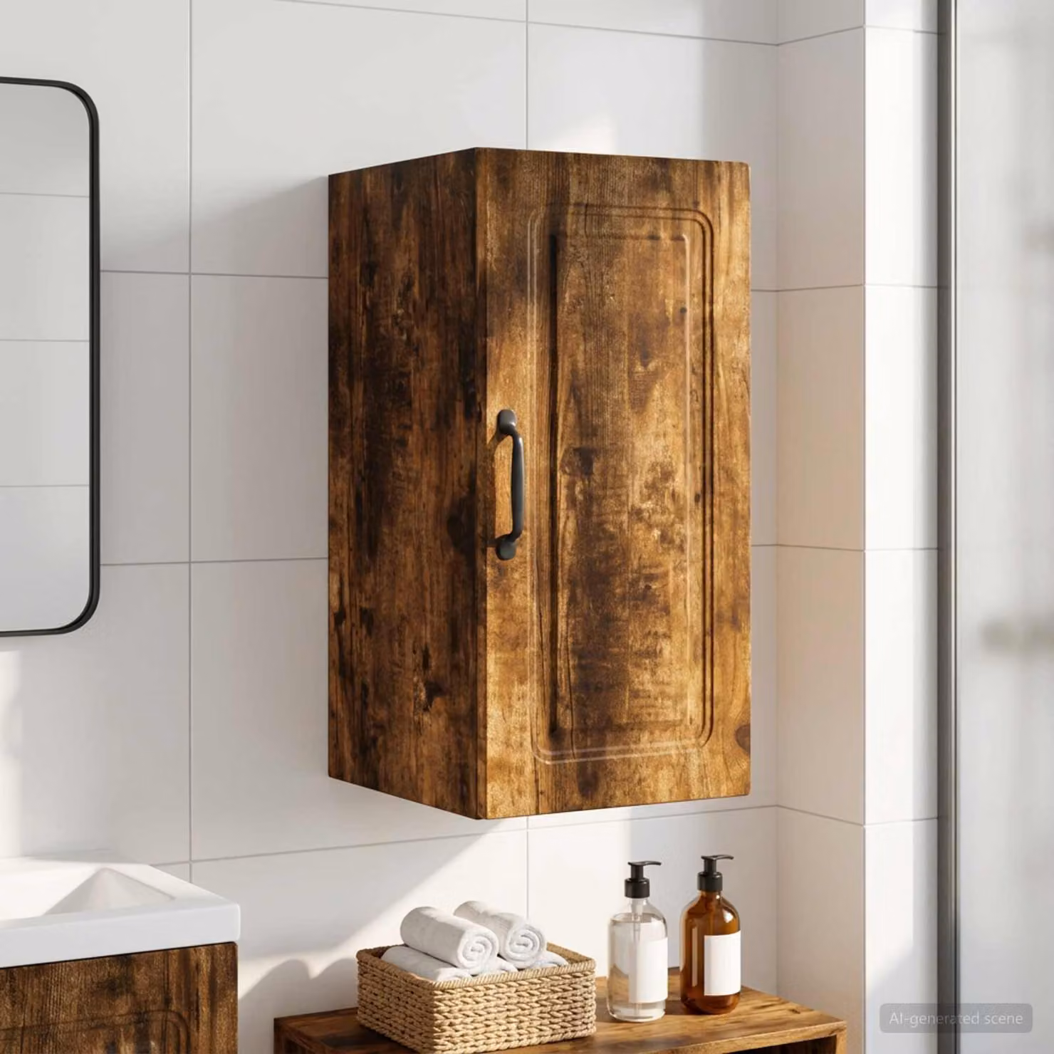 Armadio da bagno a muro vidaXL UTRECHT in Rovere Fumo, L: 30 cm, P: 31 cm, H: 59 cm