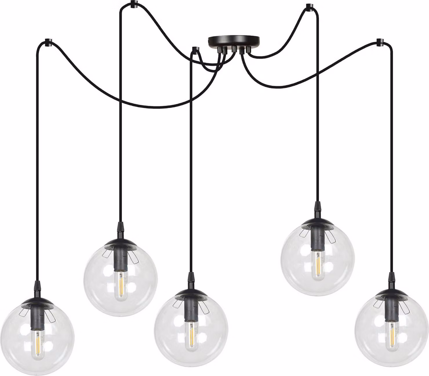 Lampadario Emibig 5xE14 40W GIGI 5 NERO TRASPARENTE 936/5