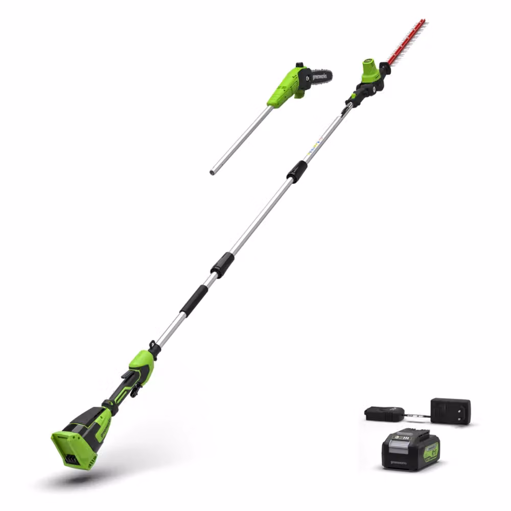 Greenworks POWERALL 24V Potatore & Tagliasiepi ad asta Gen. II - Batteria 4Ah