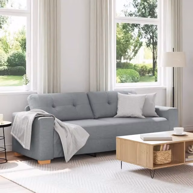 Divano moderno rivestito in tessuto grigio vidaXL – 1