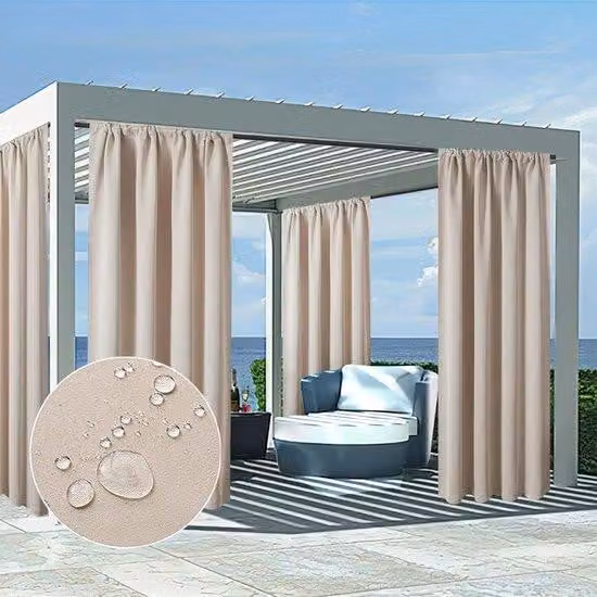 Set di 2 tende oscuranti 225x140 cm in cotone beige per soggiorno e camera da letto