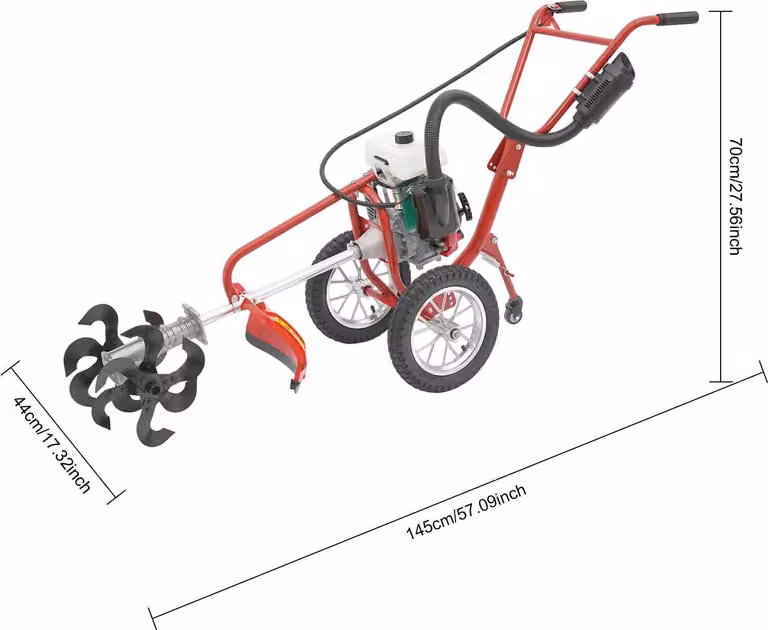 Mikro-coltivatore, motore a 4 tempi, strumento versatile per la lavorazione del terreno, colore: rosso e nero