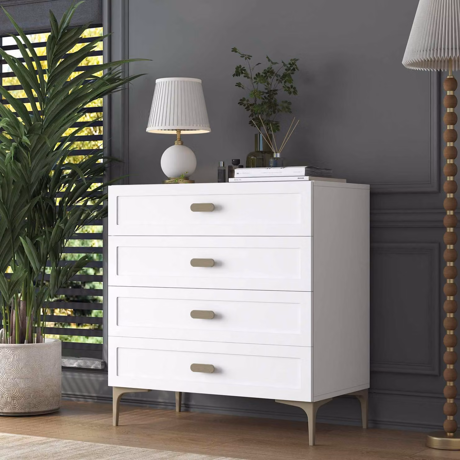 Skye Decor, Comodino di alta qualità (codice prodotto: Elterncode) - Bianco, 85,6 x 90,7 x 45 cm, Design moderno