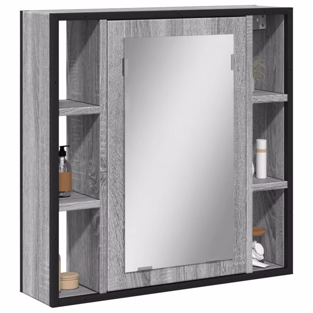 Specchio da bagno mobile vidaXL in legno multistrato Grigio Sonoma, L: 60 cm, H: 60 cm, P: 16 cm