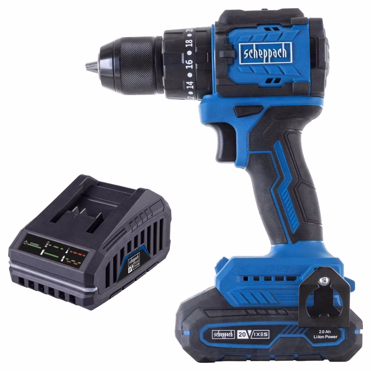Avvitatore a percussione a batteria Scheppach BC-CD50SC-X - Brushless | 50 Nm | 28.900 bpm | Intervallo di serraggio 0,8-10 mm | 20 V IXES | incl. batteria da 2 Ah + caricabatterie da 2,4 A