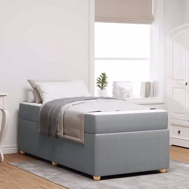 Struttura del letto imbottita vidaXL in tessuto grigio L/P/H: 90 x 200 x 66 cm – 1