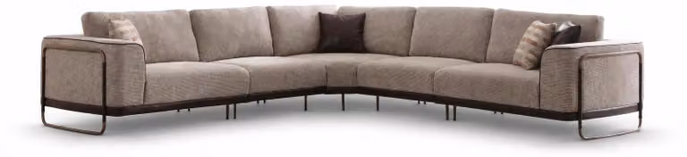 Divano ad angolo a L, moderno, marrone, minimalista, comodo, modulare, nuovo