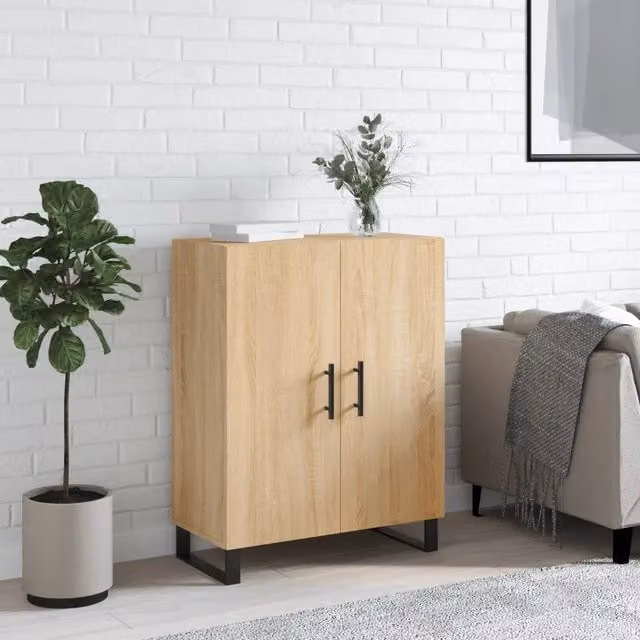 Credenza Buffet Armadio da Cucina Design Mania in Legno Rovere e Metallo, L/P/H: 69,5 x 34 x 90 cm