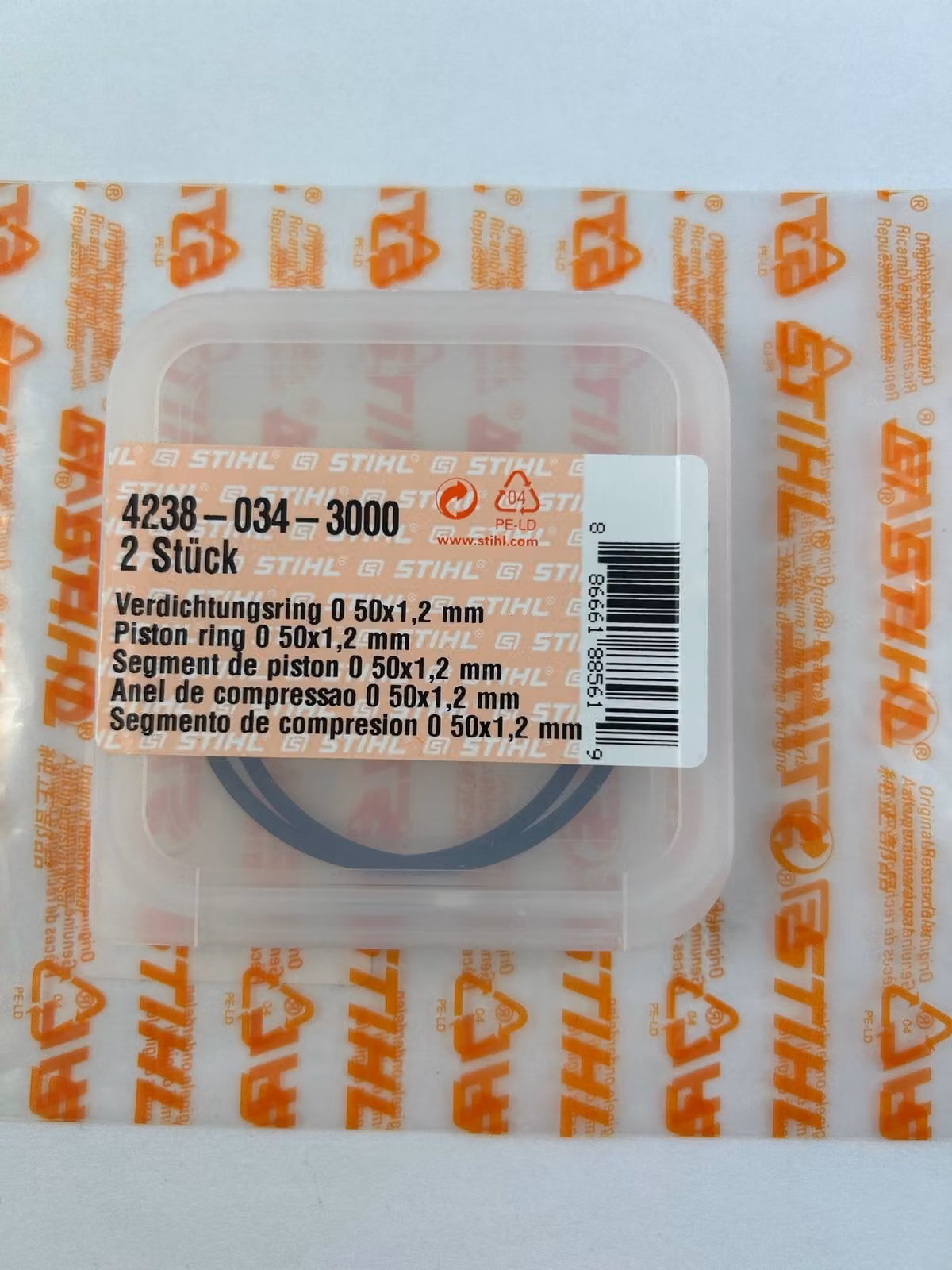 2x STIHL d'origine segments de piston 42380343000 50x1,2mm TS410 TS420