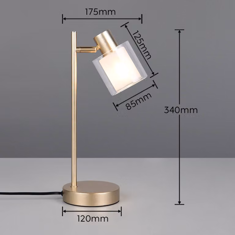 Reality Leuchten Lampada da tavolo Neralo, Ottone / Oro, Soggiorno / Sala da pranzo, Metallo, Lampada da tavolo