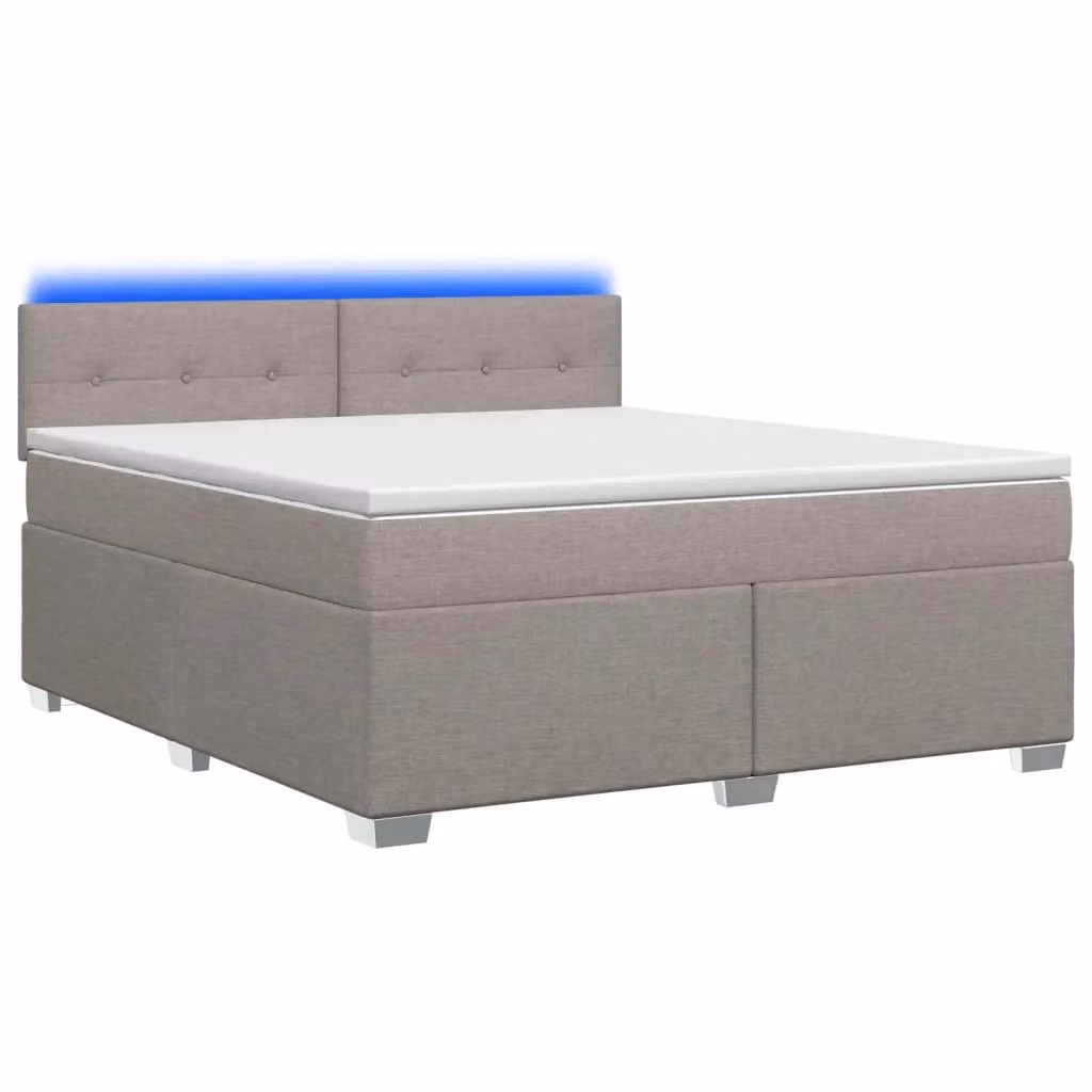 Letto con Box Spring, Materasso Ibrido e Illuminazione LED vidaXL, Colore Tortora, L/P: 140 x 190 cm – 2