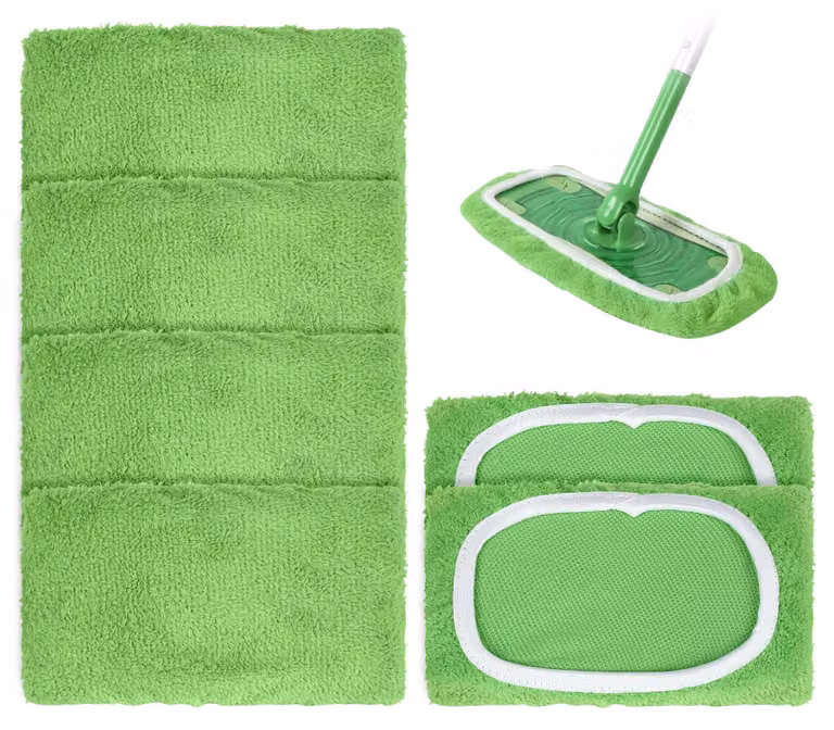 Set da 6 panni umidificati per la pulizia dei pavimenti, dimensioni 25,4 x 11,5 cm, colore verde, riutilizzabili