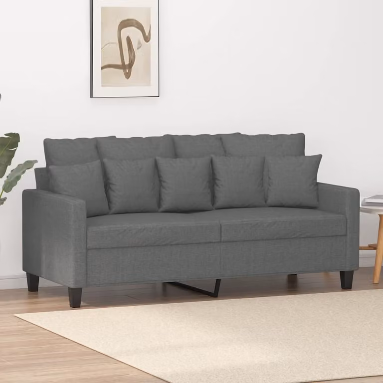Divano esclusivo a 2 posti, colore grigio scuro, 140 cm, rivestito in tessuto
