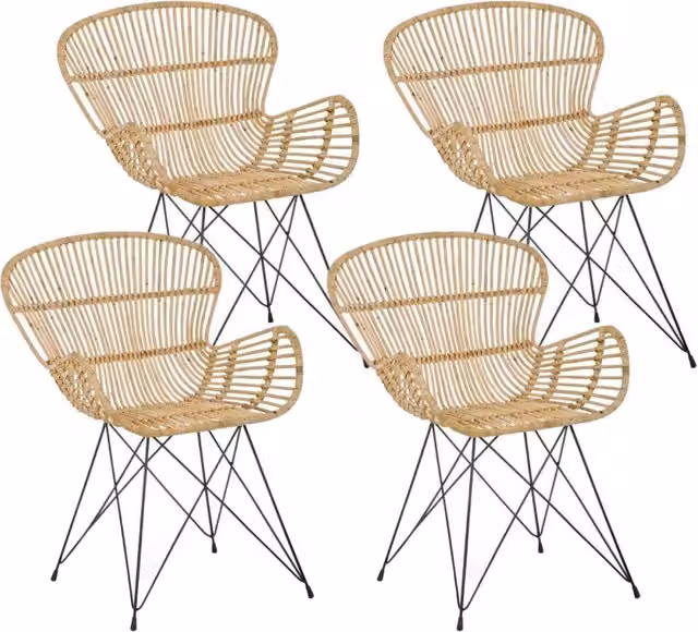Set 4 Poltrone 62x68x85h cm Venturs Naturale