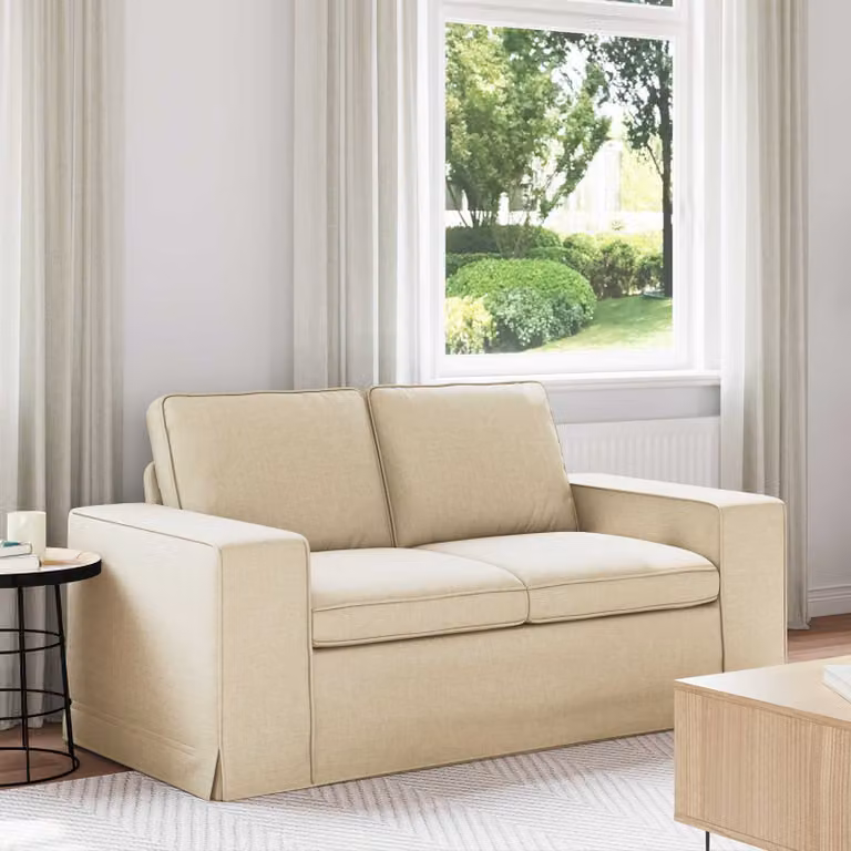 vidaXL Divano Moderno in Tessuto Beige con Struttura in Metallo L: 162 cm, P: 80 cm, H: 82 cm