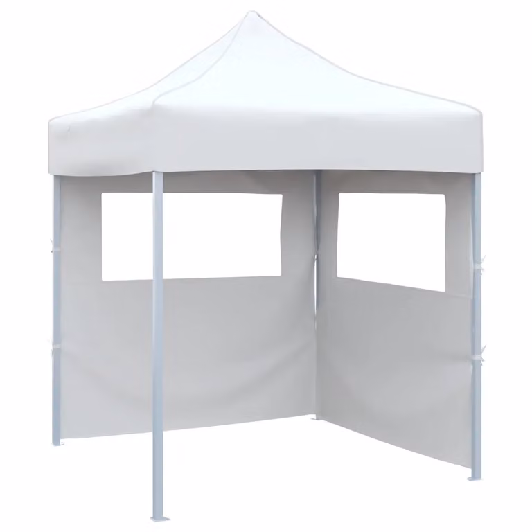 vidaXL Gazebo Pieghevole Professionale con 2 Pareti in Acciaio e PVC Bianco 200 x 200 cm