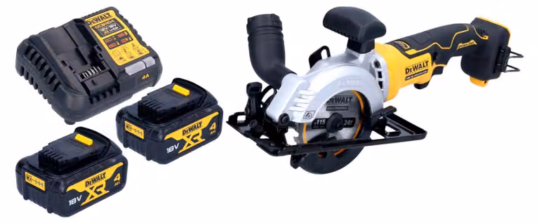 Sega circolare a batteria DeWalt DCS 571 M2 18 V 115 mm brushless + 2x batteria 4,0 Ah + caricabatterie