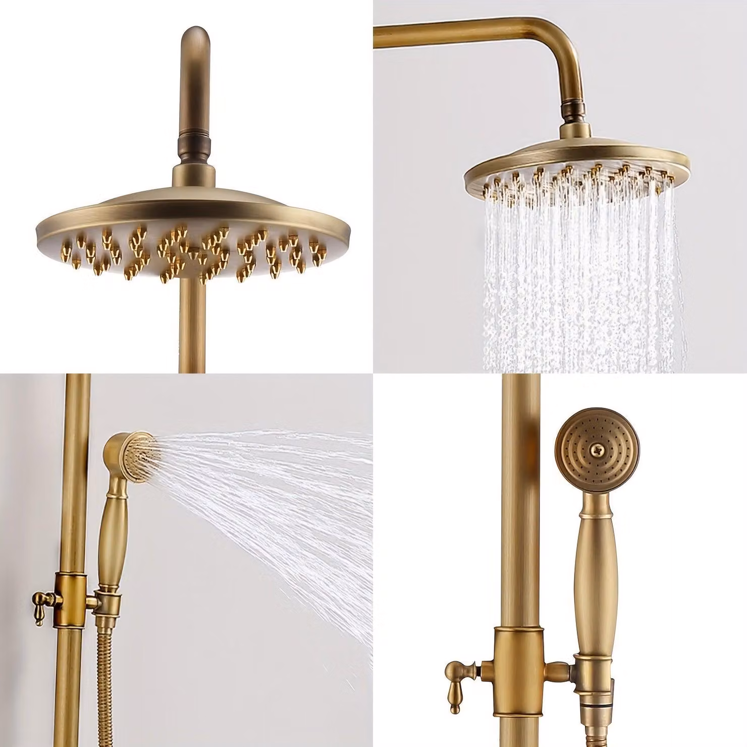Set doccia e vasca - Miscelatore per doccia - Miscelatore per vasca - Set doccia - Set per vasca - Finitura in ottone - Montaggio a parete