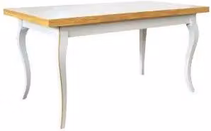 Tavolo provenzale allungabile in legno provenzale bianco filo ocra con basamento dritto