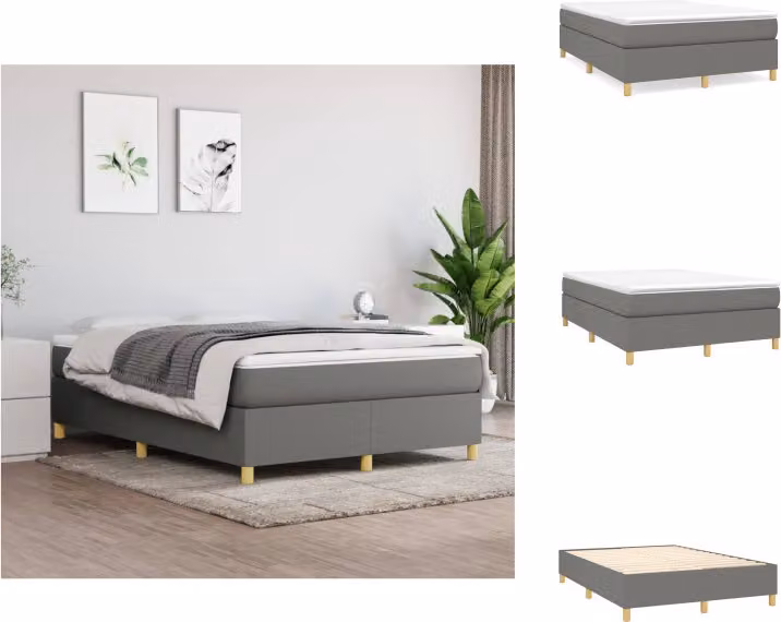 vidaXL Letto a molle insacchettate grigio scuro 140x200 cm tessuto - Letti e strutture letto