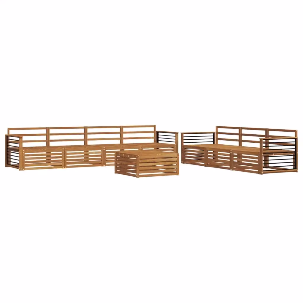 Set di divani da esterno a forma di U vidaXL in legno di acacia massello marrone con cuscini inclusi e tavolino da caffè – 2