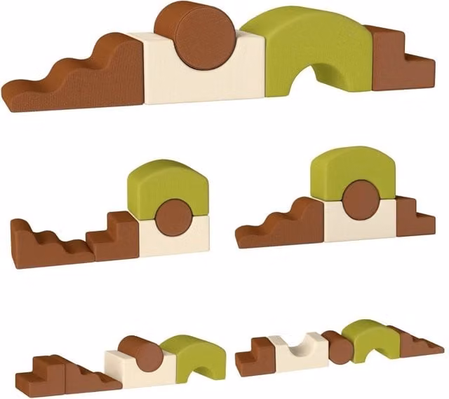 Set di 5 mattoncini da costruzione in schiuma morbida per bambini con effetto velluto a coste e base antiscivolo, multicolore – 1