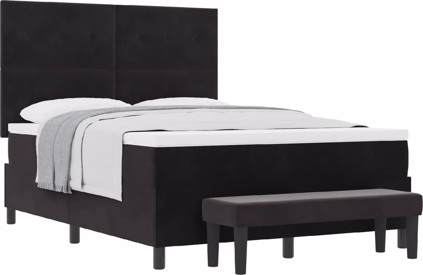 Letto a molle con cuscino Nero 200 x 140 cm Velluto