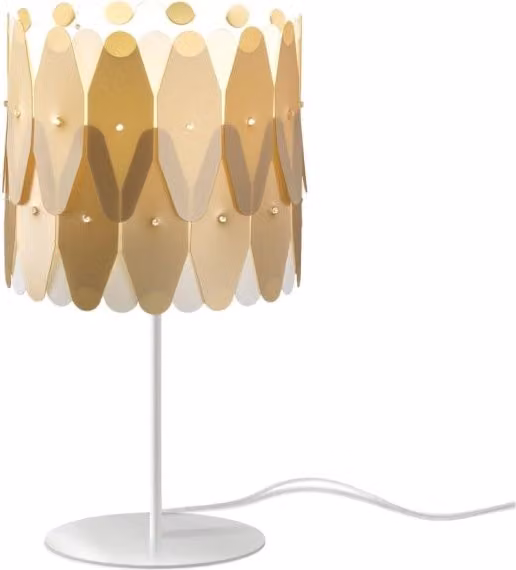Lampada da scrivania moderna Amanda Polilux Linea Zero in metallo e plastica, colore oro e bianco, attacco E27
