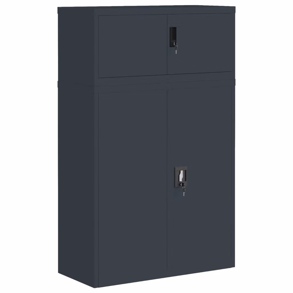 Armadio Classificatore vidaXL in Acciaio Laccato Antracite con Ripiani Regolabili e Serratura L 90 cm x P 40 cm x H 145 cm – 2