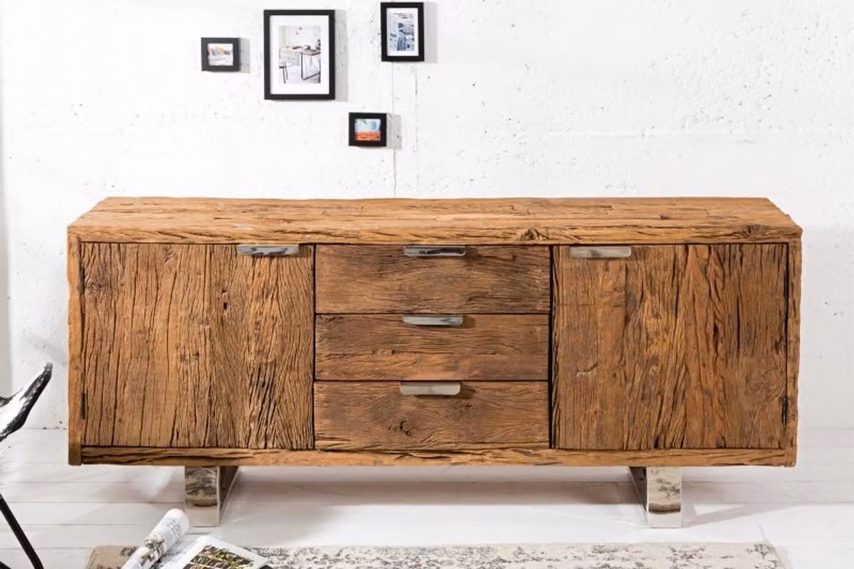 Credenza Casa Padrino L.160 x H.75 x P.40 - Mobile TV - Cassettiera - Realizzata a mano in legno massiccio!