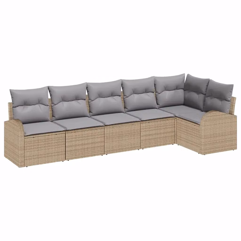 vidaXL Set Divano da Giardino a Forma di L in Polyrattan con Cuscini Beige e Grigio – 2