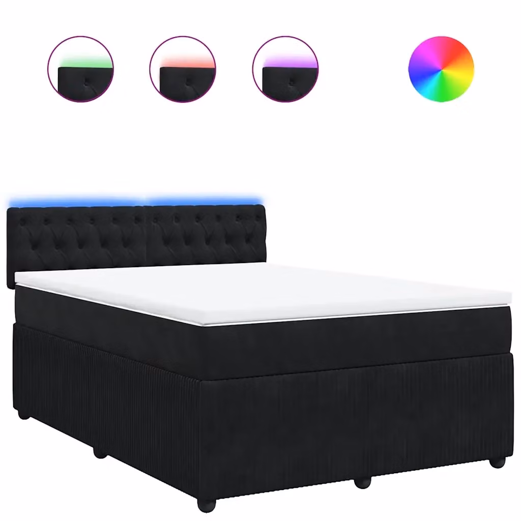 Letto Ibrido vidaXL con Materasso in Velluto Nero e Bianco, L/P/H: 140 x 190 x 100,5 cm – 2