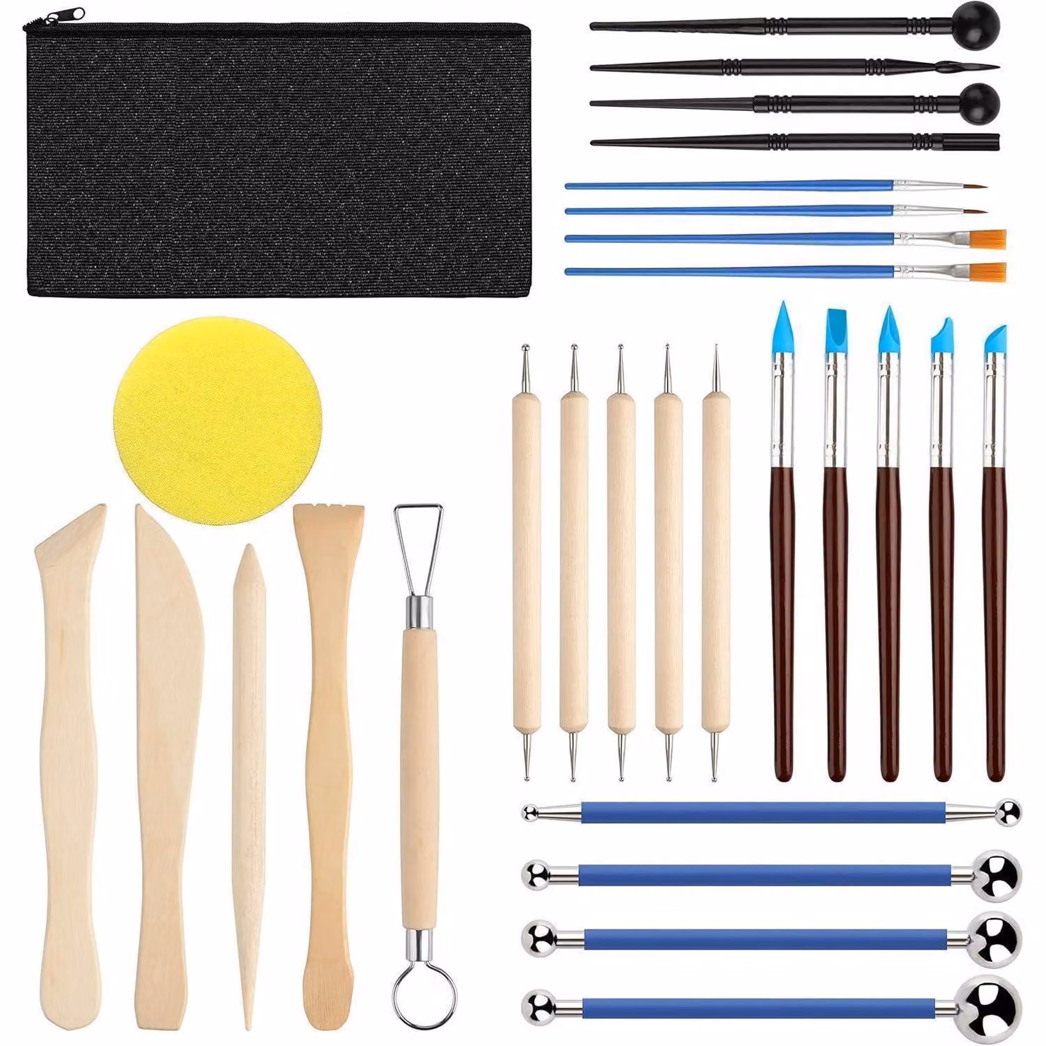 Set di strumenti per la Vetroceramica, 29 pezzi. Kit di strumenti per la lavorazione della Vetroceramica, inclusi strumenti per incisioni, modellazione e lavorazione dell'argilla, della Vetroceramica e della pasta di modellazione