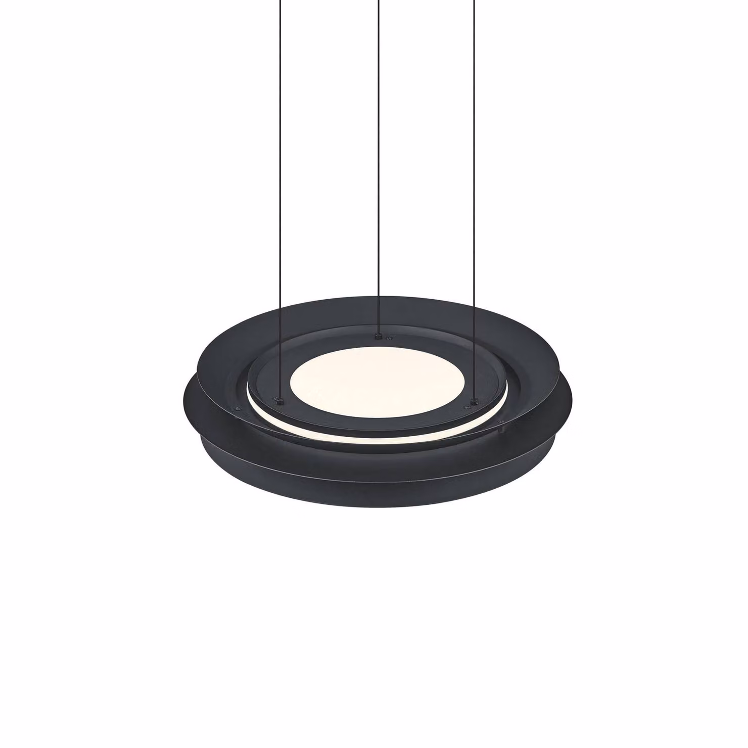 HELL Lampada LED a sospensione Lys, nera, Ø 45 cm, CCT, telecomando dimmerabile, Nero, Soggiorno / Sala da pranzo, Metallo, Moderno
