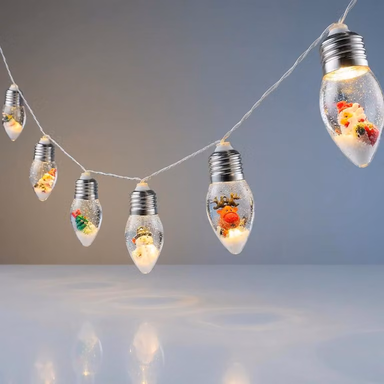 Ghirlande luminose natalizie a LED "Palla di neve", 2 m, decorative, con batterie, set da 2 pezzi